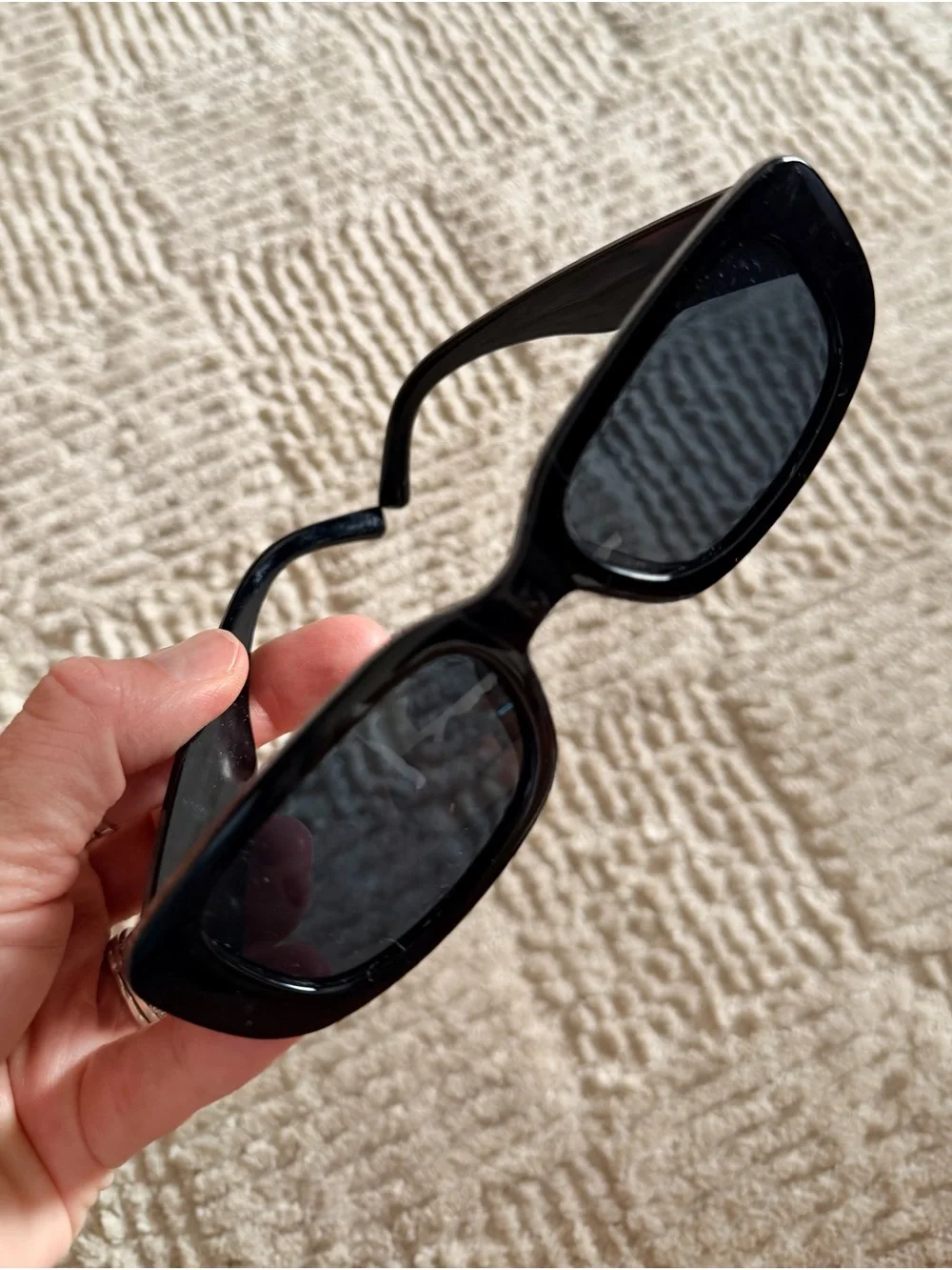 Black Rectangular Sunglasses - Classic Women's Shades